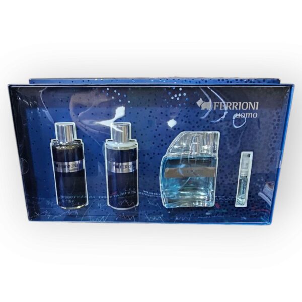 Ferrioni Uomo Gift Set for Men (Eau de Toilette 100 ml, Shampoo 150 ml, After Shave 150 ml, Mini EDT 5 ml) - Image 2