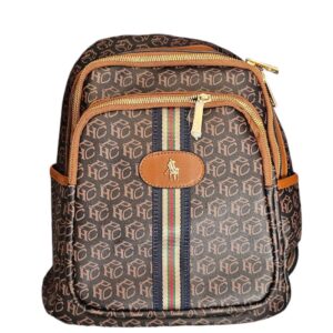 Mochila HPC Polo 956M# – Negra con Detalles Café y Herrajes Dorados