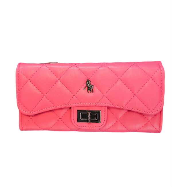 Monedero y Tarjetero HPC Polo 1069 – Bordado Diamante y Herraje Oscuro (Lila o Rosa Fucsia) - Image 3