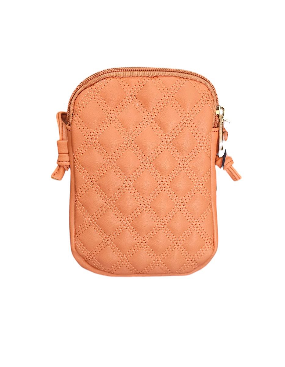 Bolsa Crossbody HPC Polo 1027# – Bordado Diamante con Detalles Dorados (Naranja o Negra) - Image 4