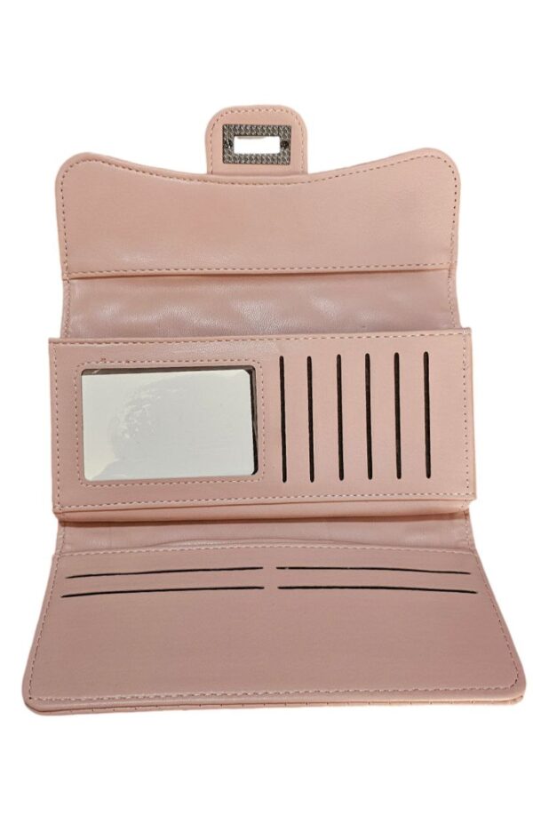 Monedero y Tarjetero HPC Polo 1069 – Bordado Diamante y Herraje Oscuro (Lila o Rosa Fucsia) - Image 2