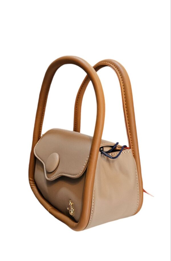 Bolsa de Mano HPC Polo 1005# – Color Cenizo con Detalles Café y Herrajes Dorados (Opción Crossbody) - Image 3
