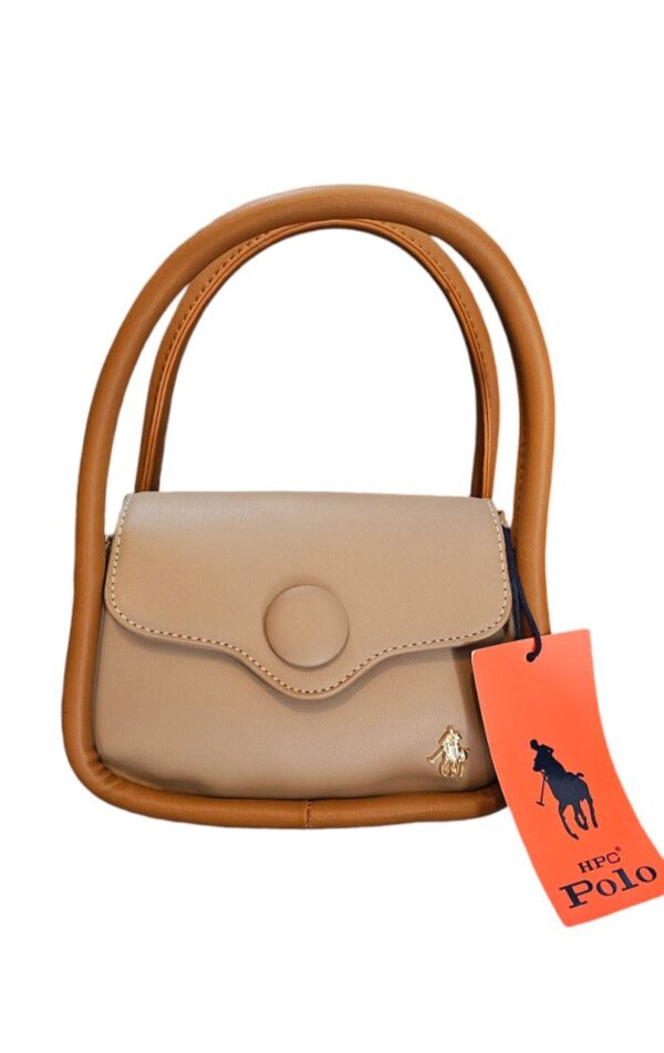 Bolsa de Mano HPC Polo 1005# – Color Cenizo con Detalles Café y Herrajes Dorados (Opción Crossbody)