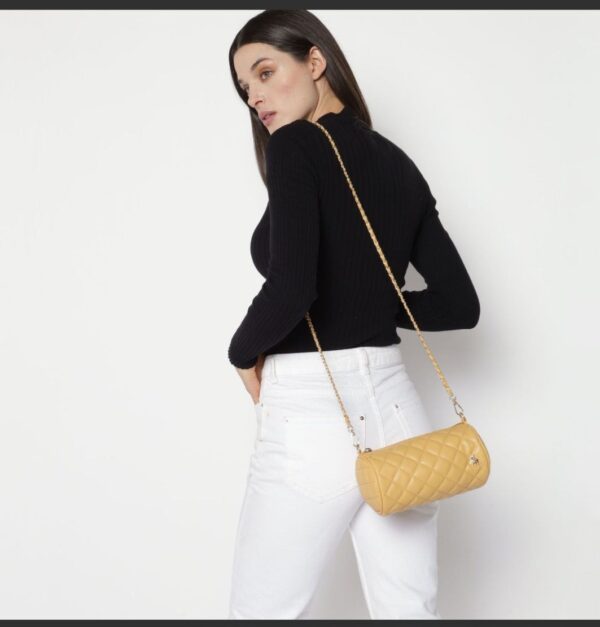 Bolsa Crossbody HPC Polo 1017 – Color Camel con Bordado Diamante y Detalles Dorados - Image 3