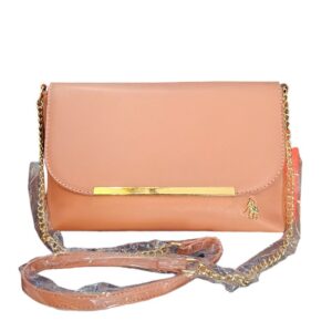 Bolso de Mano HPC Polo 202# – Rosa Pálido con Correa y Detalles Dorados (Opción Crossbody)
