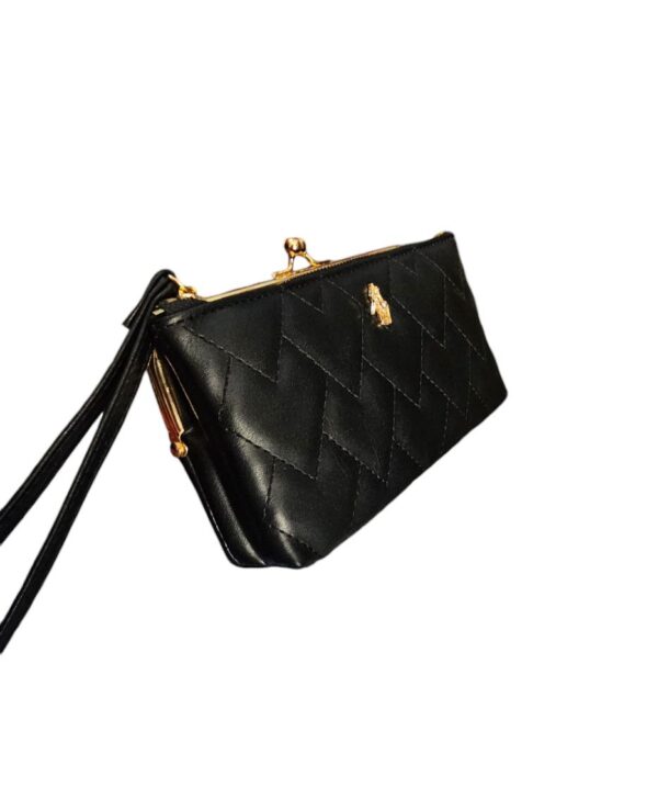 Monedero Elegante HPC Polo – Color Negro con Bordado de Corazones y Tarjetero - Image 3