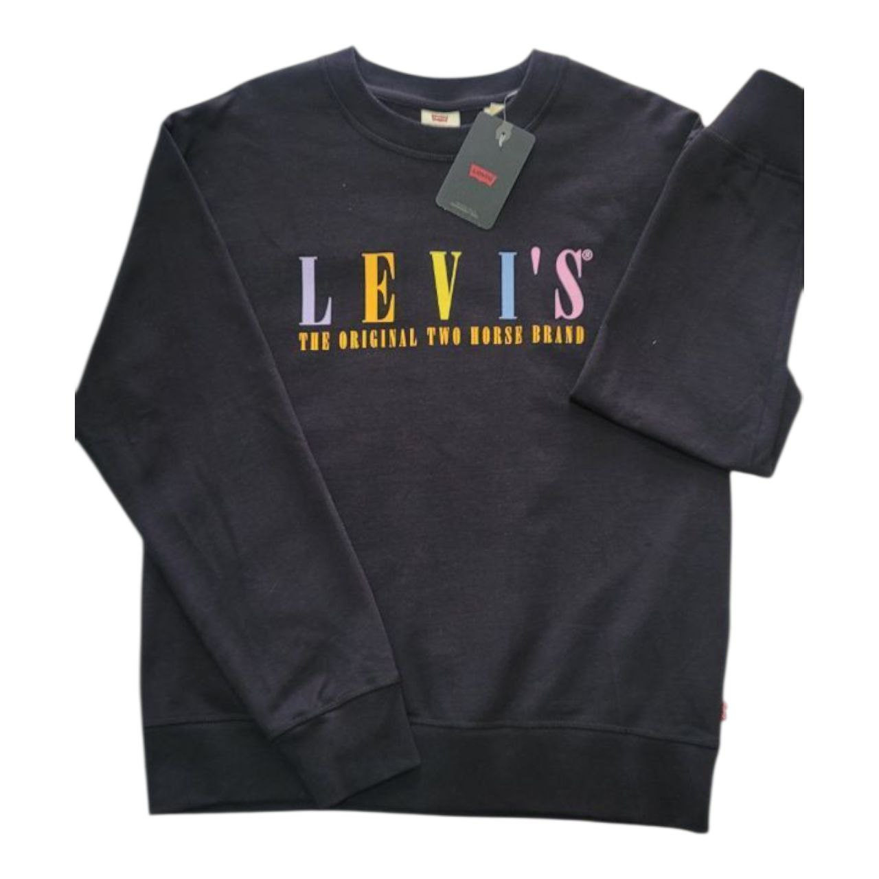 Suéter Levi’s Negro con Logo Multicolor – Talla S