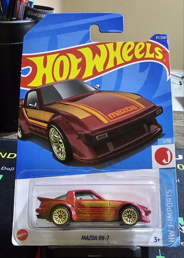 Hot Wheels Mazda RX-7 Rojo/Amarillo – HW J-Imports (1/10)