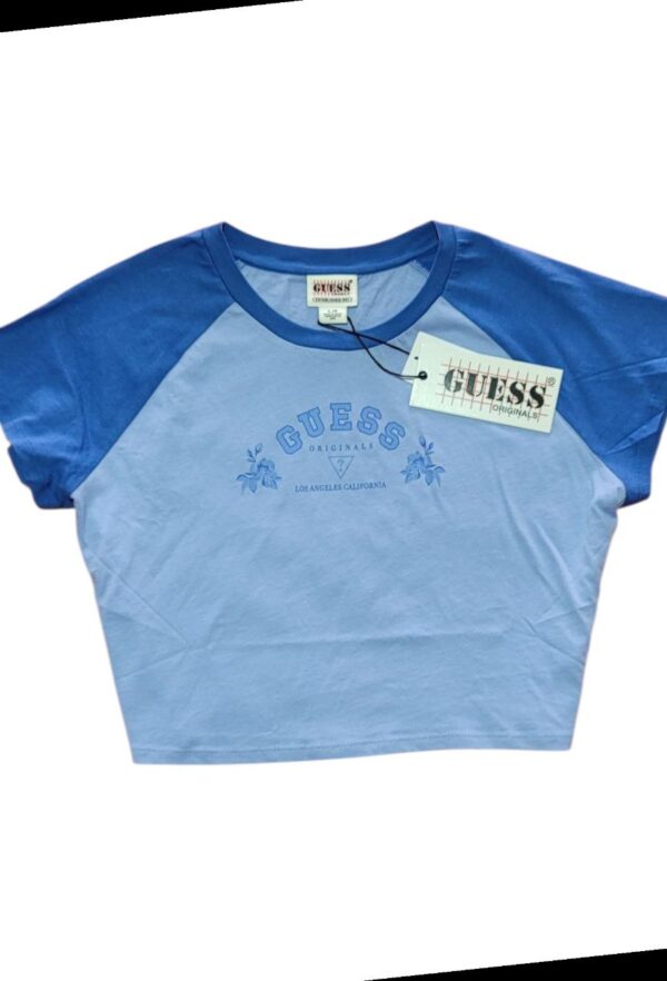 Playera GUESS Go Raye SS Raglan Baby Tee Azul Mujer