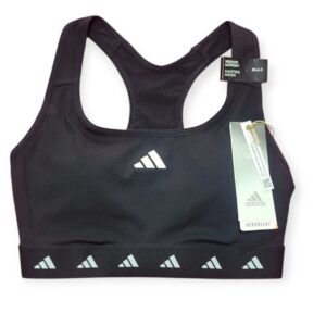 Top Deportivo Adidas PWR AEROREADY Medium Support Negro Mujer Talla XS | Modelo HN7273