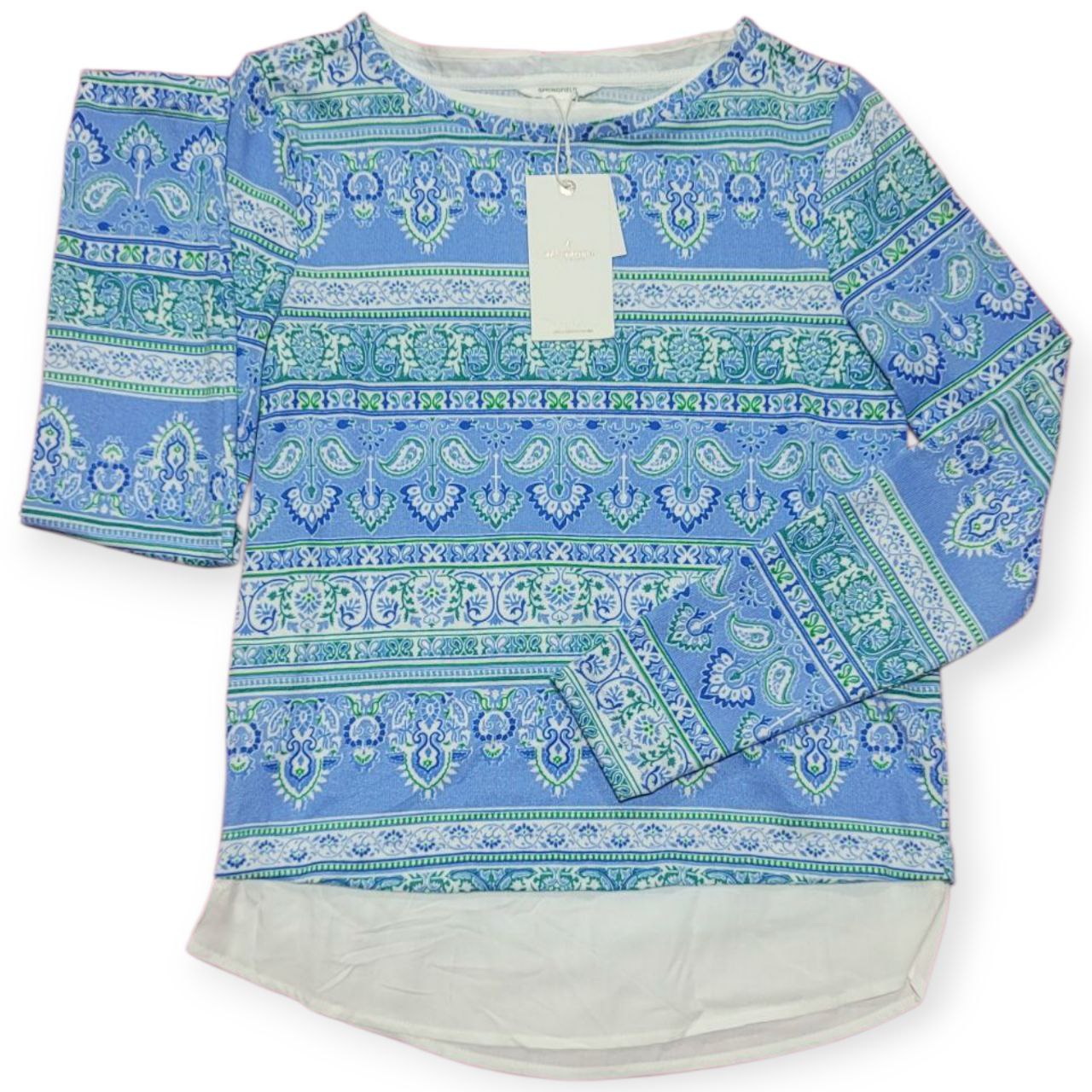 Blusa Manga Larga Springfield Estampado Étnico Azul Mujer Talla XS | Modelo 6765888