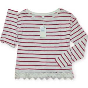 Blusa Manga Larga Springfield Rayas Blanco/Rojo con Encaje Mujer Talla M | Modelo 6764762