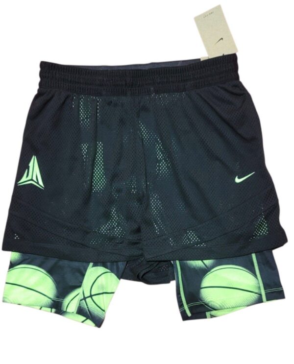 Nike Standard Fit Upper Thigh Length Dri-FIT Basketball Short Negro/Verde Talla L