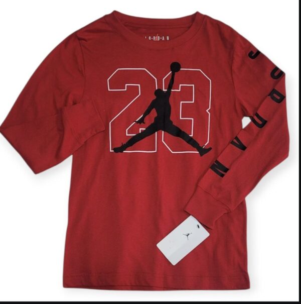 Playera Manga Larga Jordan Jumpman 23 Roja Niño Talla 8-10 Años