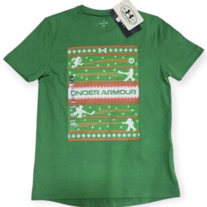 Playera Under Armour Kids Verde con Estampado Navideño Deportivo Talla CH/JP/YSM