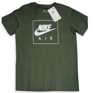 Nike Air Kids Camiseta Verde Militar – Logo Cuadro Blanco – Talla M