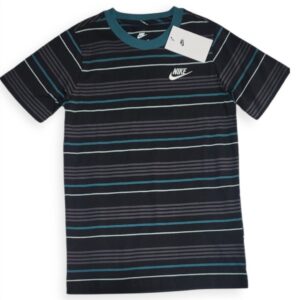 Nike Kids Camiseta a Rayas Azul y Negra – Talla M