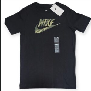 Nike Kids Camiseta Negra con Logo Camuflaje – Talla M