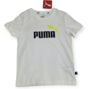 Puma Camiseta Blanca Logo Neón Niños – Talla XS (7-8 Años)