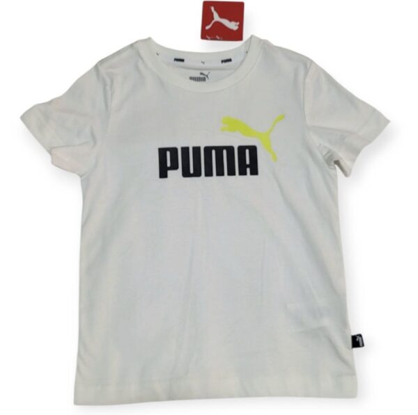 Puma Camiseta Blanca Logo Neón Niños – Talla XS (7-8 Años)